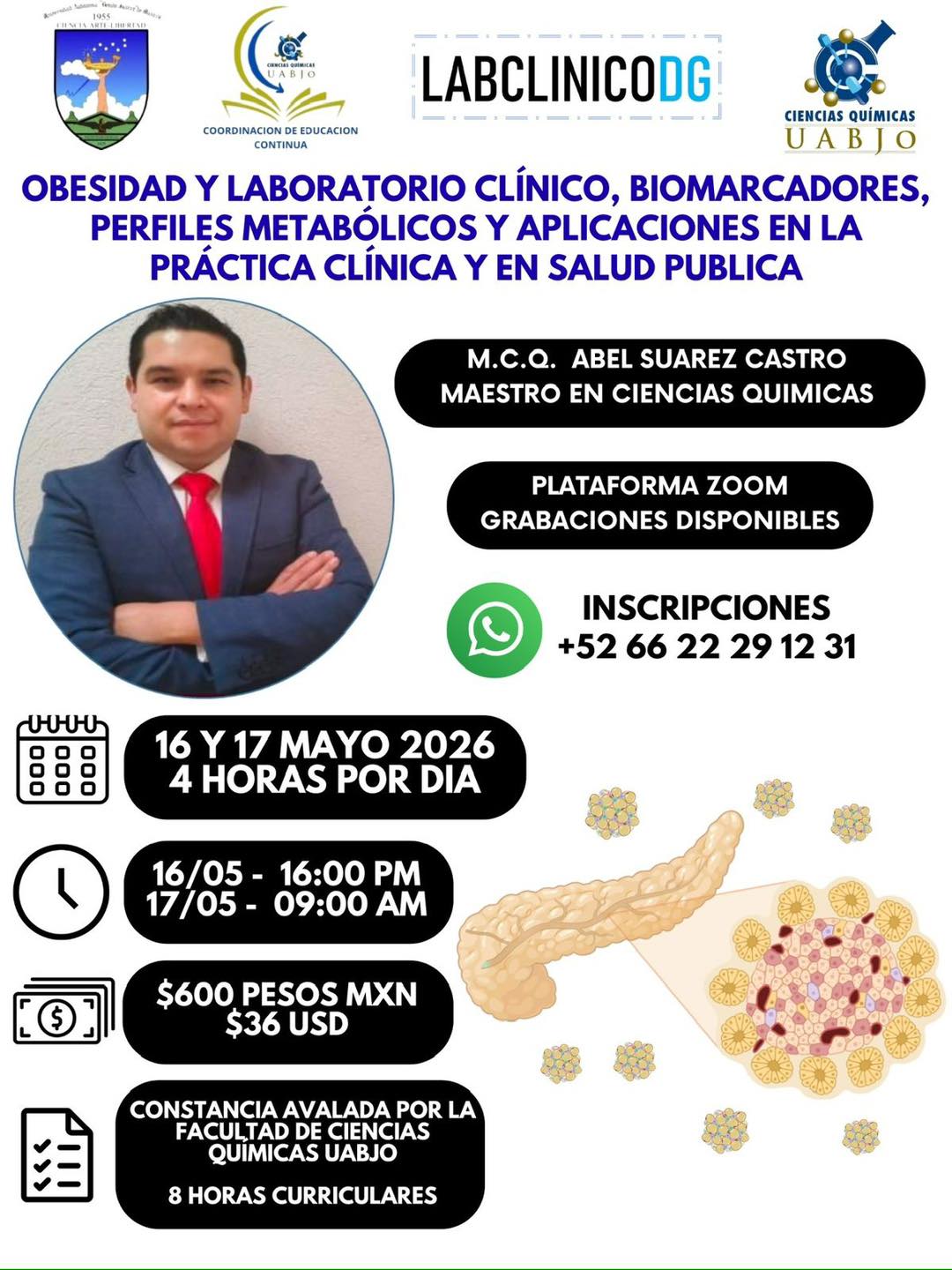 Flyer: Obesidad y Laboratorio Clínico: Biomarcadores, Perfiles Metabólicos, Aplicaciones en la Práctica Clínica y en Salud Pública